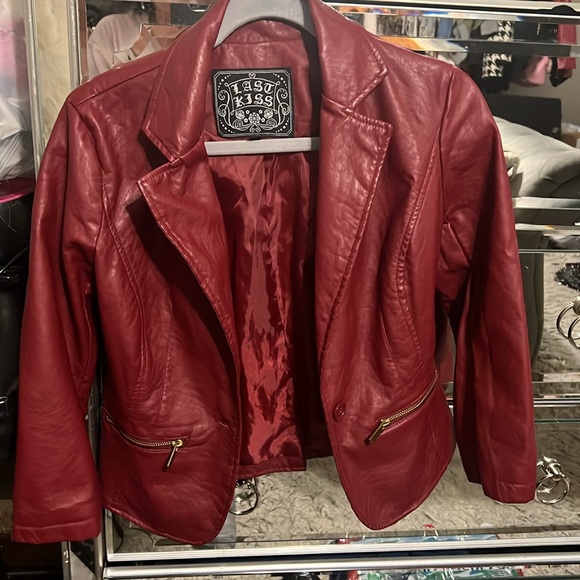 Last Kiss Cherry Red Blazer Jacket - Picture 3 of 3